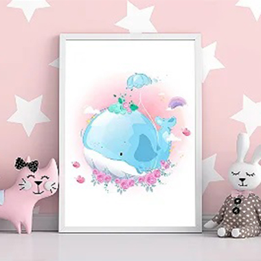 Quadro Decorativo Infantil Baleia De Paraqueda