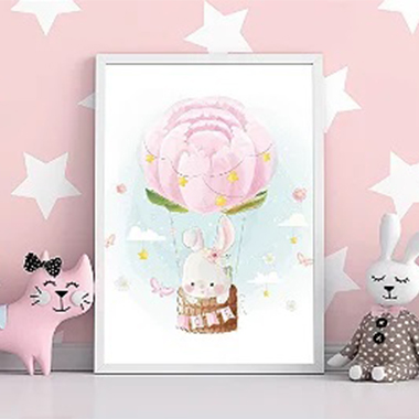Quadro Decorativo Infantil Coelho e o Passeio De Balão