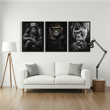 Quadro Decorativo Animais Trio Macacos