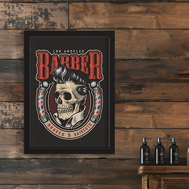 Quadro Decorativo Barbearia Caveira Barber