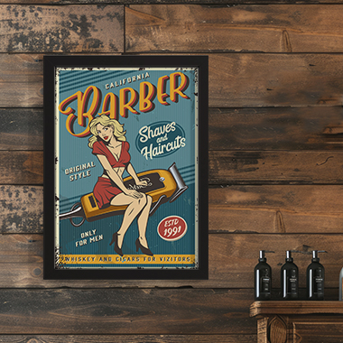Quadro Decorativo Barbearia Mulher Vintage