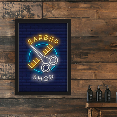 Quadro Decorativo Barbearia Led