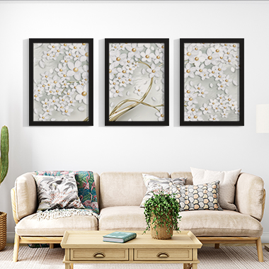 Quadro Decorativo Floral Trio Flores Brancas
