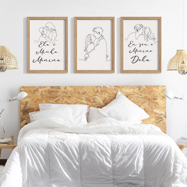 Quadro Decorativo Frases Trio Ele e Ela