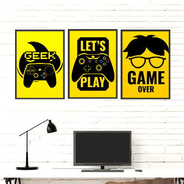 Quadro Decorativo Geek Trio Gamer Yellow