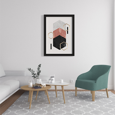 Quadro Decorativo Geométrico Rosé Gold