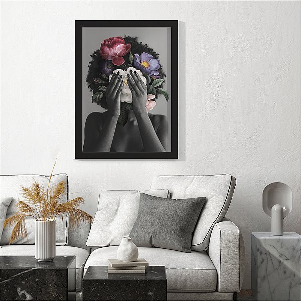 Quadro Decorativo Womens Face Flowers