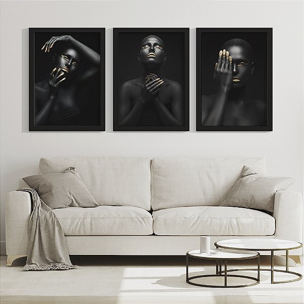Quadro Decorativo Womens Trio Gold e Black