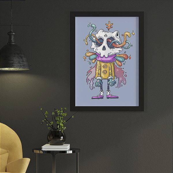 Quadro Decorativo Street Art Cat Skull