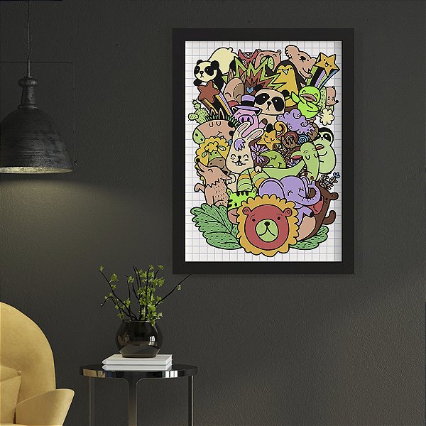 Quadro Decorativo Street Art Doodle Animals