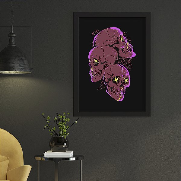 Quadro Decorativo Street Art Three Skull