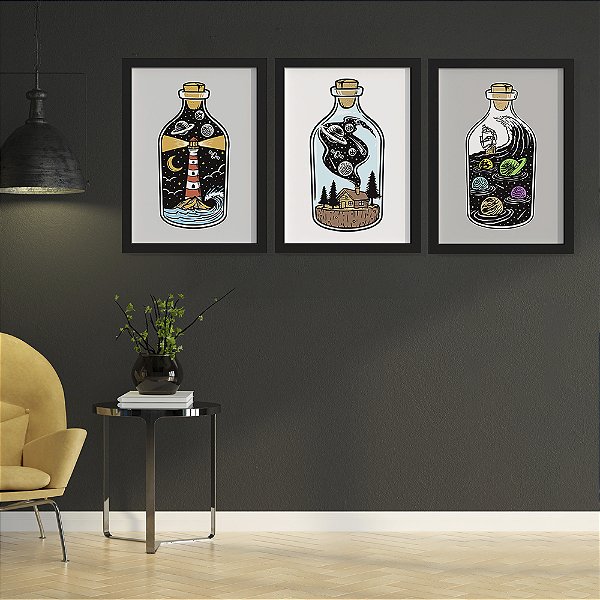 Quadro Decorativo Street Art Trio Bottle