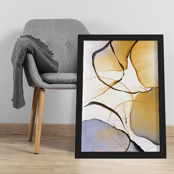 Quadro Decorativo Alcohol Ink Orange