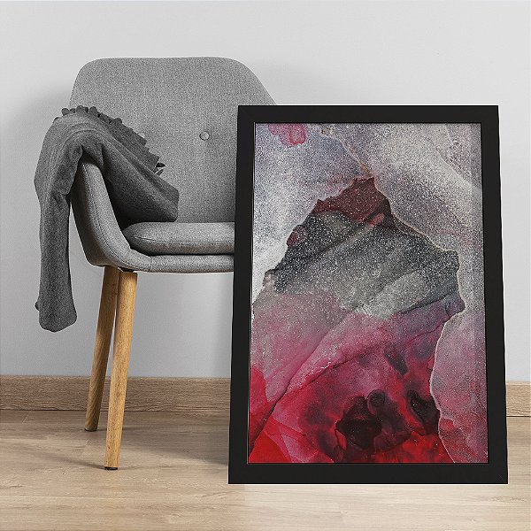 Quadro Decorativo Alcohol Ink Red
