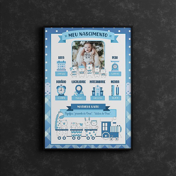Quadro Personalizado Bebê Nascimento Menino 03