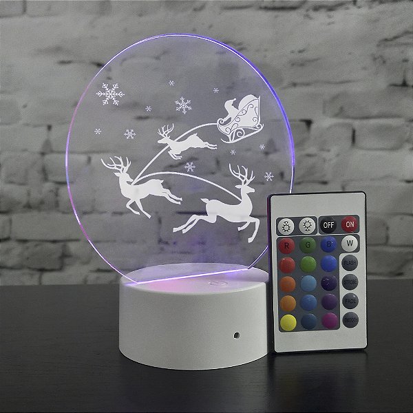 Luminária Touch Papai Noel com Renas
