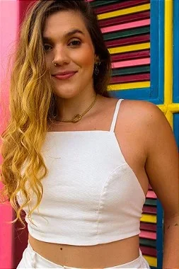 Cropped Diamante Off White