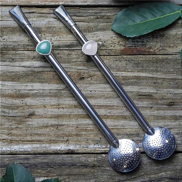 Bomba de chimarrão com cristal