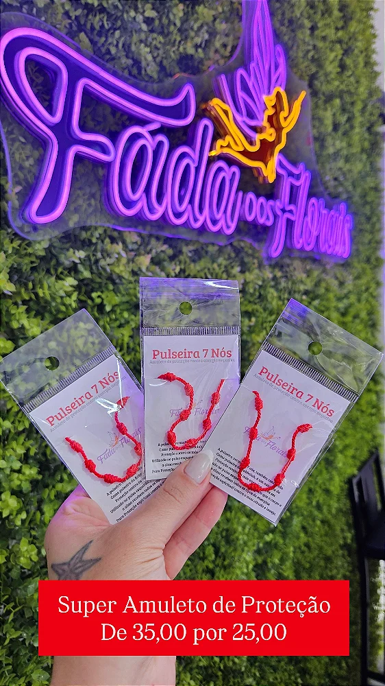 Pulseira vermelha 7 nós