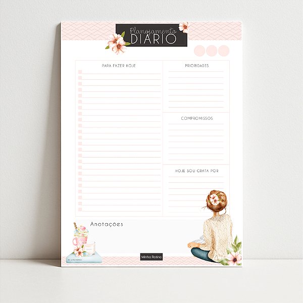 Bloco de Planejamento Diário de Mesa Minha Rotina 100 Fls