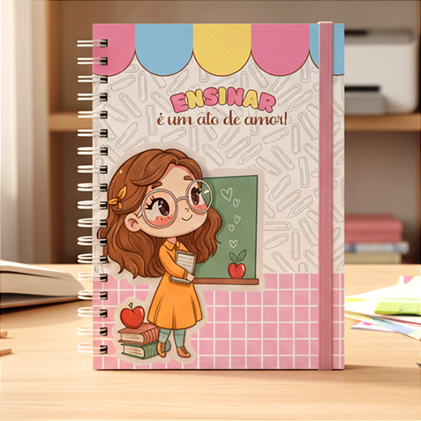 Caderno Pautado Personalizado Ensinar é um ato de amor