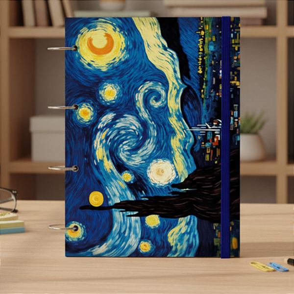 Caderno Argolado Personalizado Noite Estrelada 100 Fls