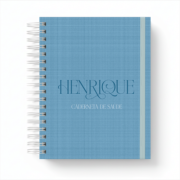 Caderneta de Saúde Personalizada Controle de Vacinas Linho Azul