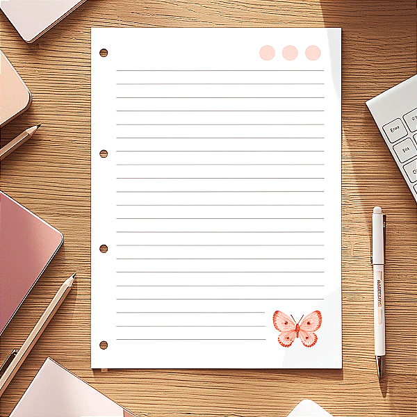 Refil de Fichário Padrão Tilibra 96Fls Borboleta Rosa