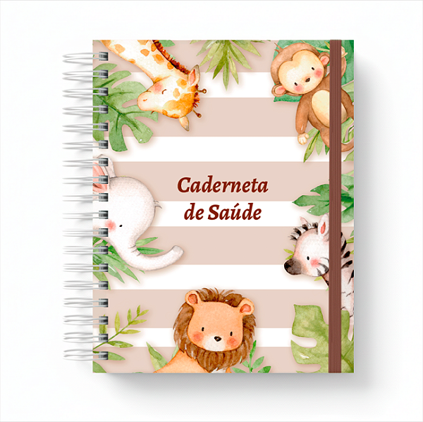 Caderneta de Saúde Personalizada Controle de Vacinas Safari Marrom