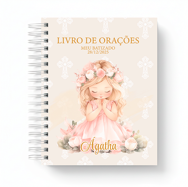 Livro de Oração Com Mini Terço Menina em Oração