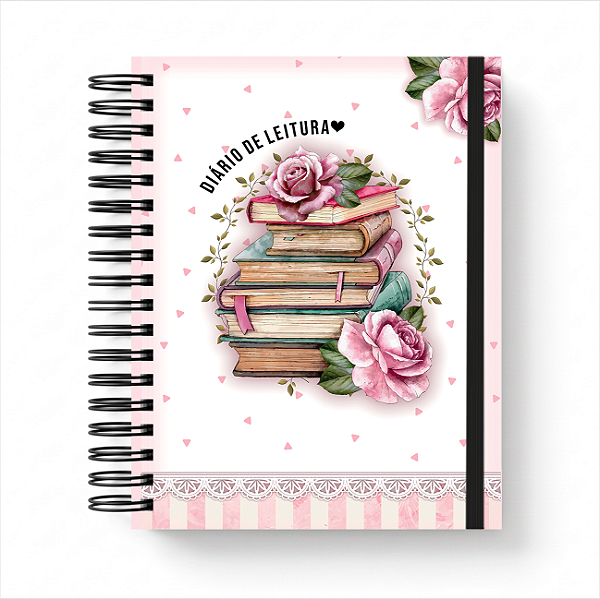 Diário de Leitura Personalizado Floral Rosa