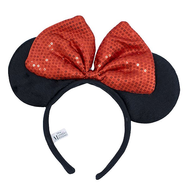Tiara Minnie Brilho Clássico – Laço Vermelho Paetê
