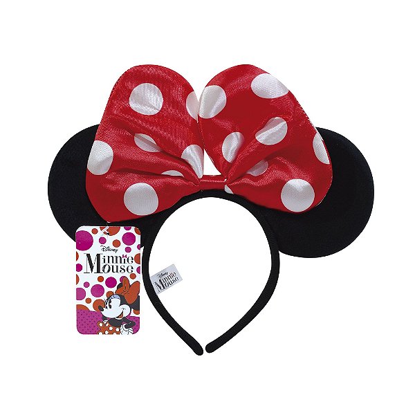 Tiara Minnie Laço Gigante Vermelho com Poás