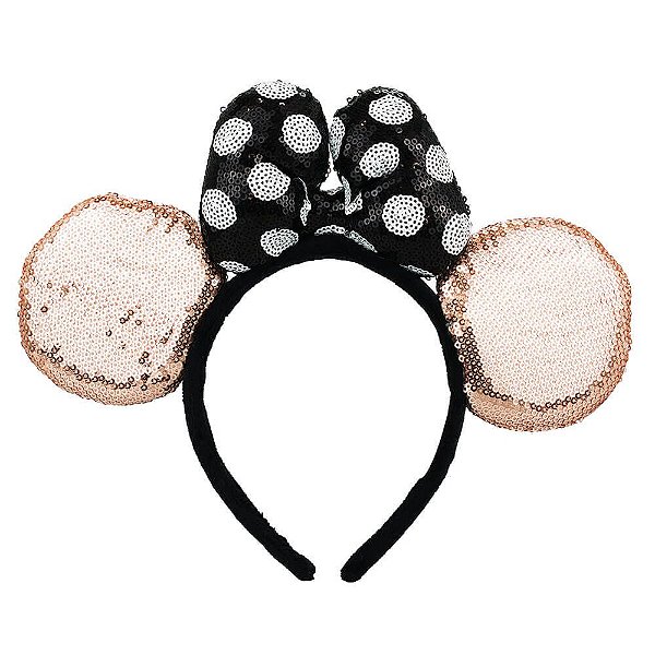 Tiara Minnie Glam Rosê & Preto Brilhante
