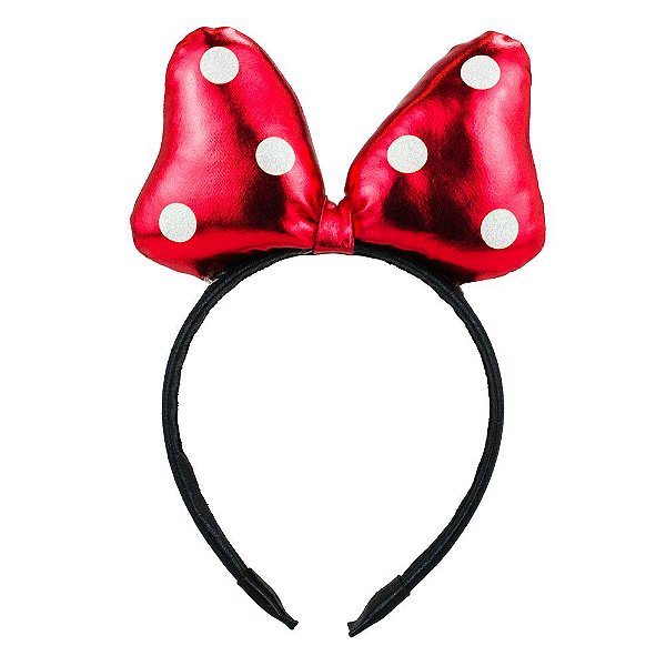 Tiara Minnie Laço Vermelho Metalizado