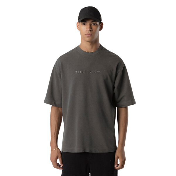 T-SHIRT UNIC BASIC EMBROIDERY - STONED BLACK