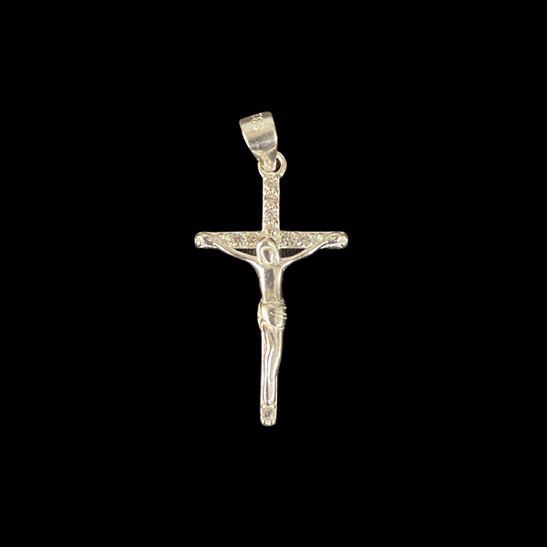 PINGENTE CRUZ CRISTO CRAVEJADO PRATA 925