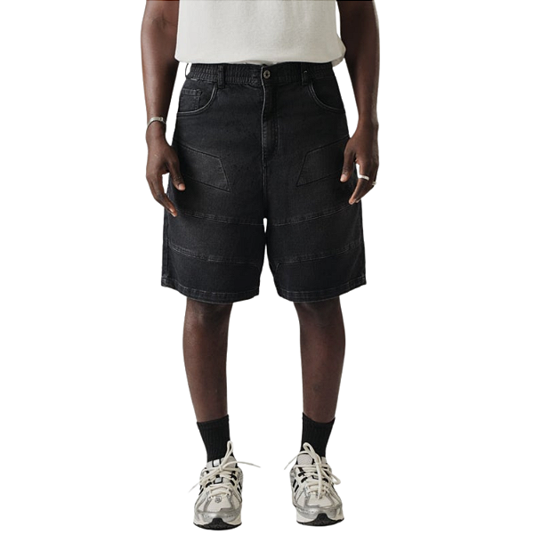 DENIM SHORTS JOGGER STRIPE BLACK