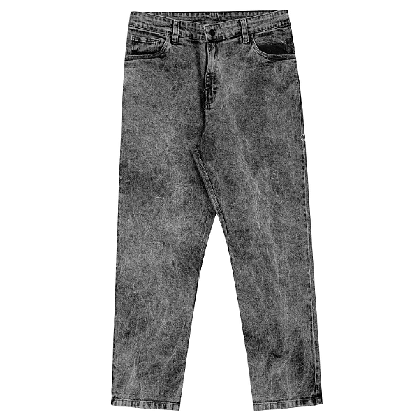 Calça regular jeans stretch black