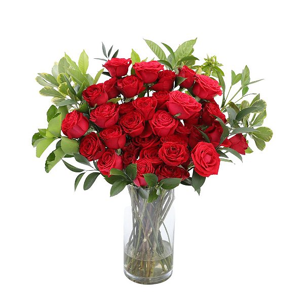 Vaso 40 Rosas Vermelhas