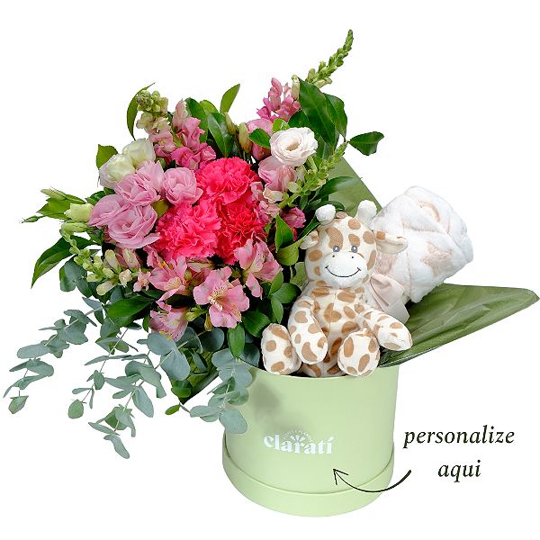 Kit Maternidade Girafa e Mantinha (Buquê Rosa ou Branco)