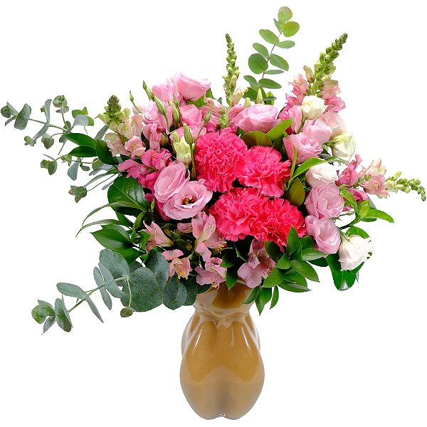 Tons de Rosa no Vaso Caramelo