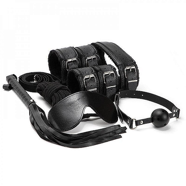 KIT SADO SENSAÇÕES ERÓTICO BANDAGE 7 EM 1 - PRETO