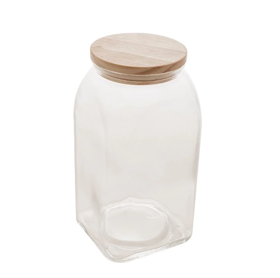 Pote Para Mantimentos de Vidro (1,4 Litros)  com Tampa de Bambu  Lyor