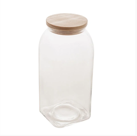 Pote Para Mantimentos de Vidro (1,8 Litros) com Tampa de Bambu Lyor