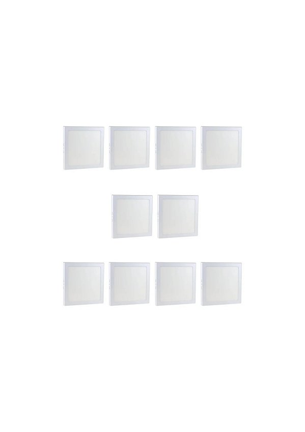 Painel Placa Led Quadrado Sobrepor 18w Kit C/10 Pç 6500k Br