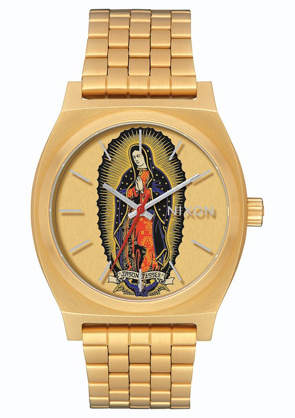 Relógio Nixon X Santa Cruz Skateboard Time Teller Dourado Jason Jessee