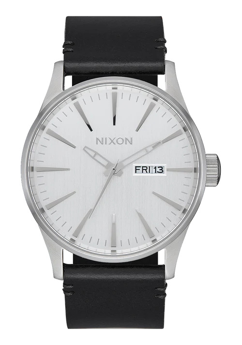 Relógio Nixon Sentry Leather Prata / Preto