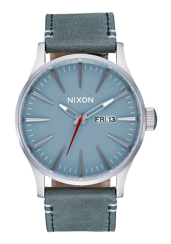 Relógio Nixon Sentry Leather Cinza / Azul