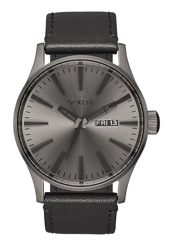 Relógio Nixon Sentry Leather Gunmetal / Preto
